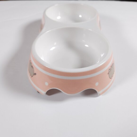 Pusheen Double Cat Food Bowl Feeder Base Pink White Meow Pet NO METAL BOWLS - Picture 9 of 12
